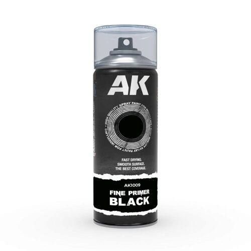 AK AK1009 Fine Primer Black - Spray 400ml (Includes 2 nozzles)