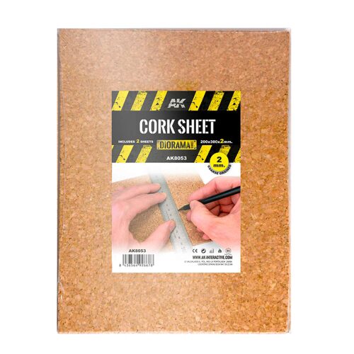 AK Interactive AK8053 CORK SHEET - COARSE GRAINED - 200 x 300 x 2mm (2 SHEETS) 