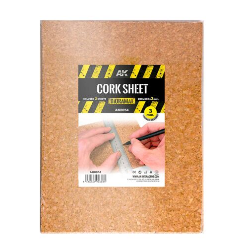 AK Interactive AK8054 CORK SHEET - COARSE GRAINED - 200 x 300 x 3mm (2 SHEETS) 