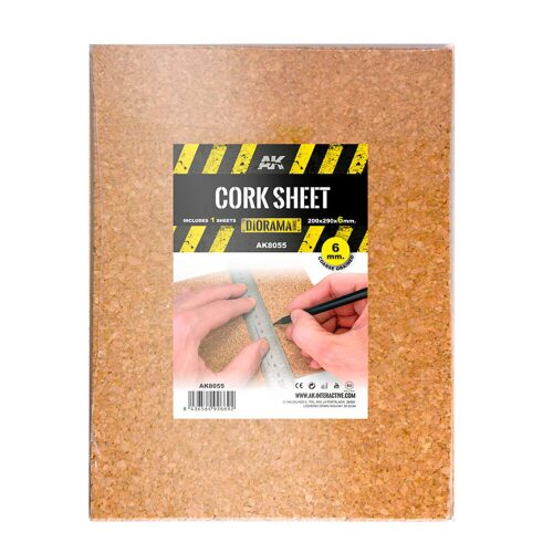 AK Interactive AK8055 CORK SHEET - COARSE GRAINED - 200 x 290 x 6mm (1 SHEET)