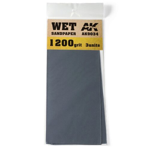 AK Interactive AK9034 Wet Sandpaper 1200 Grit. 3 units