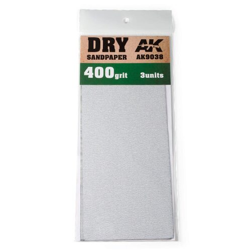 AK Interactive AK9038 Dry Sandpaper 400 Grit. 3 units