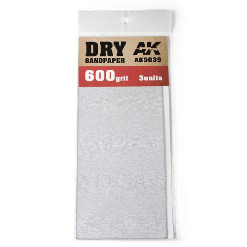 AK Interactive AK9039 Dry Sandpaper 600 Grit. 3 units