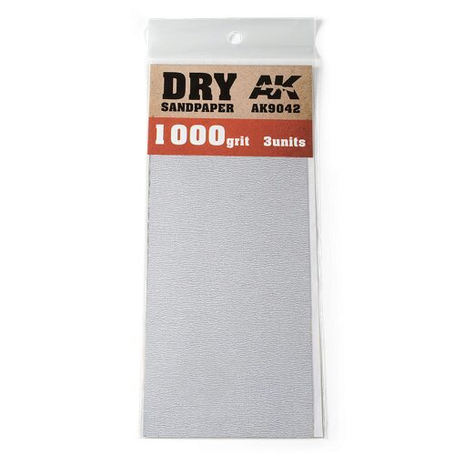 AK Interactive AK9042 Dry Sandpaper 1000 Grit. 3 units