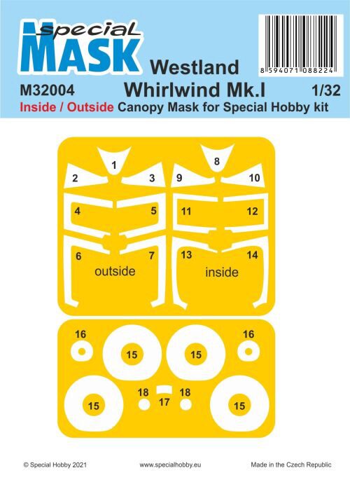 Special Hobby M32004 Westland Whirlwind Mk.I Inside/Outside MASK