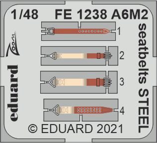 Eduard Accessories FE1238 A6M2 seatbelts STEEL, for EDUARD