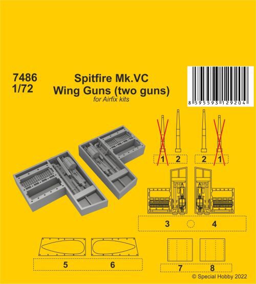 CMK 129-7486 Spitfire Mk.VC Wing Guns (two guns) / for Airfix kit