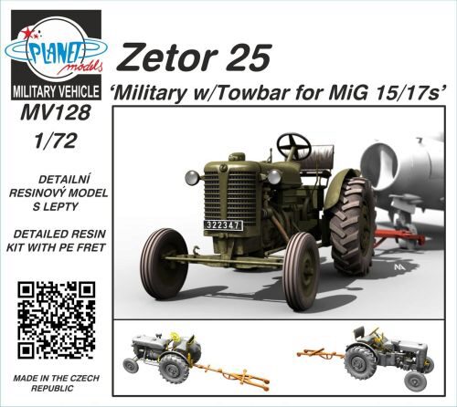 Planet Models 129-MV128 Zetor 25 Military w/Towbar for MiG 15/17s