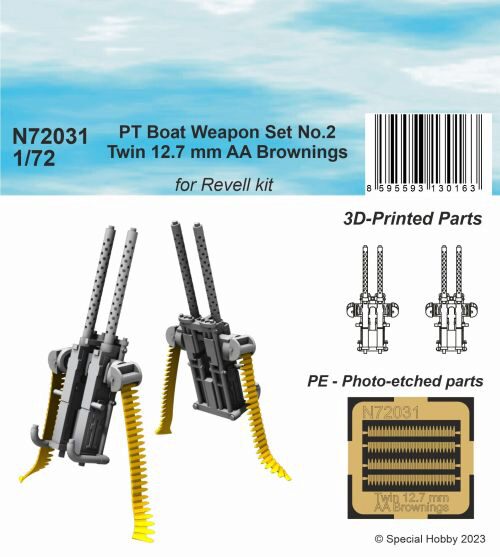 CMK N72031 PT Boat Weapon Set No.2 - Twin 12.7 mm AA Brownings (2 printed pcs) 1/72
