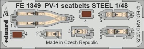 Eduard Accessories FE1349 PV-1 seatbelts STEEL 48 ACADEMY