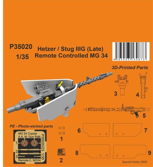 CMK P35020 Hetzer / Stug IIIG (Late) Remote Controlled MG 34 1/35