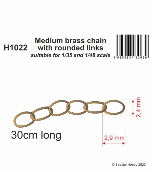 CMK 129-H1022 Medium brass chain with rounded links - suitable for 1/35 and 1/48 scale