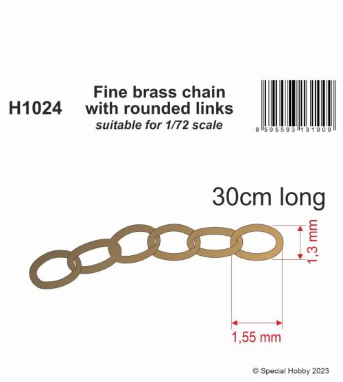 CMK 129-H1024 Fine brass chain with rounded links - suitable for 1/72 scale