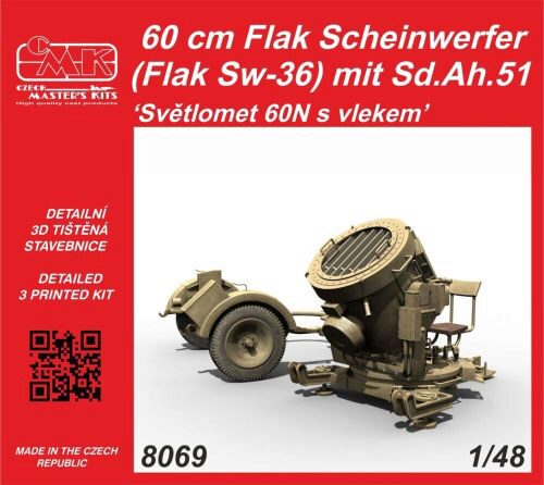 CMK 129-8069 60 cm Flak Scheinwerfer (Flak Sw-36) mit Sd.Ah.51 / Sv?tlomet 60N s vlekem 1/48