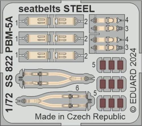 Eduard Accessories SS822 PBM-5A seatbelts STEEL 1/72 ACADEMY