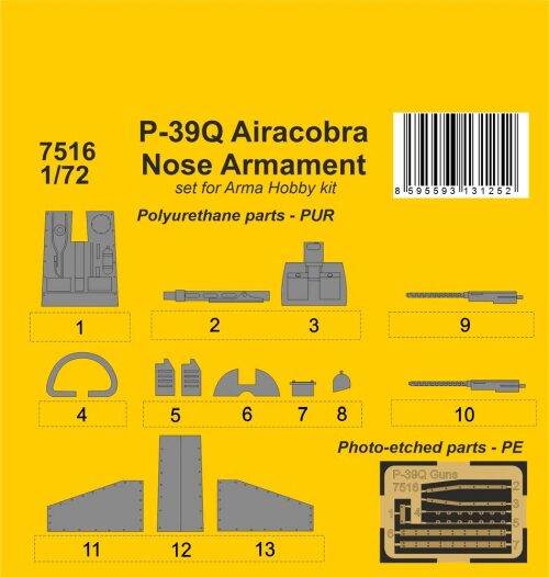 CMK 129-7516 P-39Q Airacobra Nose Armament  / for Arma Hobby kit