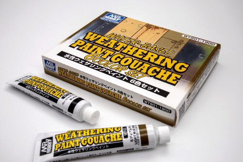 Mr Hobby - Gunze WTS-01 Mr Hobby -Gunze WATER-BASED WEATHERING PAINT GOUACHE 6 Color Set