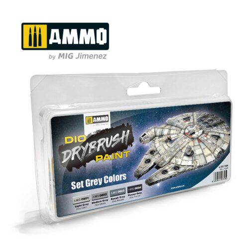 Ammo AMIG7300 DRYBRUSH Set Grey Colors