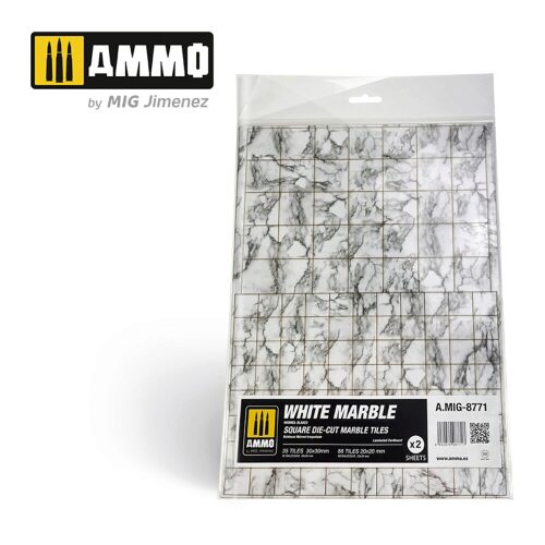 Ammo AMIG8771 White Marble. Square Die-cut Marble Tiles - 2 pcs