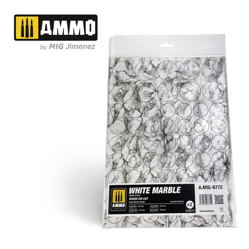 Ammo AMIG8772 White Marble. Round Die-cut for Bases for Wargames - 2 pcs