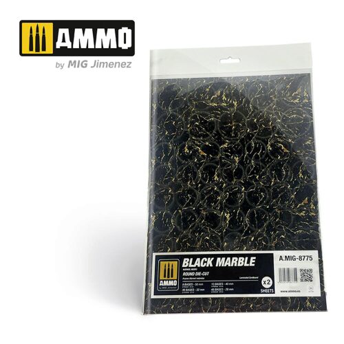 Ammo AMIG8775 Black Marble. Round Die-cut for Bases for Wargames - 2 pcs