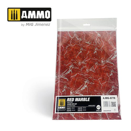 Ammo AMIG8778 Red Marble. Round Die-cut for Bases for Wargames - 2 pcs