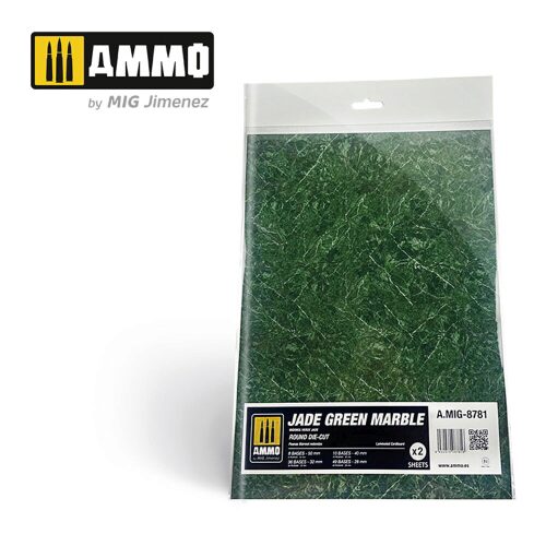 Ammo AMIG8781 Jade Green Marble. Round Die-cut for Bases for Wargames - 2 pcs