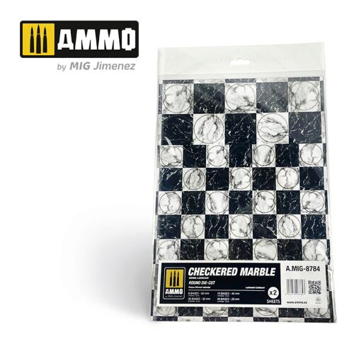 Ammo AMIG8784 Checkered Marble. Round Die-cut for Bases for Wargames - 2 pcs.