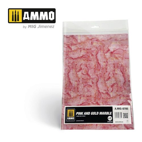 Ammo AMIG8785 Pink and Gold Marble. Sheet of Marble - 2 pcs.