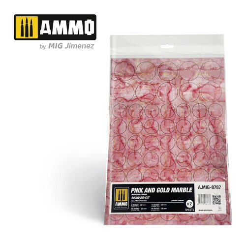 Ammo AMIG8787 Pink and Gold Marble. Round Die-cut for Bases for Wargames - 2 pcs