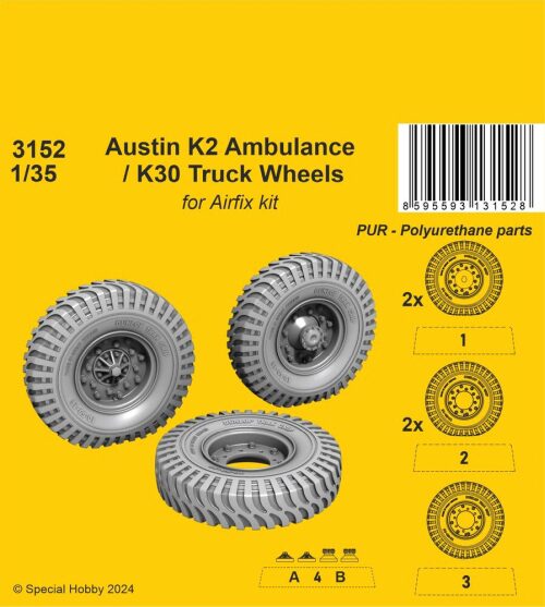 CMK 129-3152 Austin K2 Ambulance / K30 Truck Wheels 1/35 / for Airfix kits