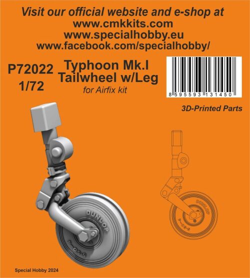 CMK 129-P72022 Typhoon Mk.I Tailwheel w/Leg / for Airfix kit