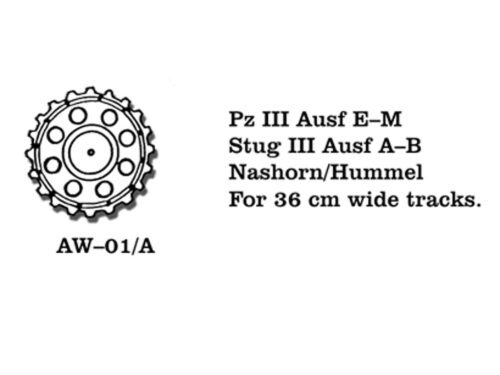 Friulmodel AW-01/A Metallketten Rad Pz III (E-M) / Stug III (A-B) Nashorn 36 cm breit