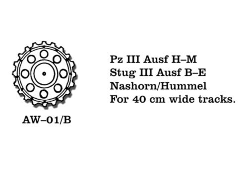 Friulmodel AW-01/B Metallketten Rad Pz III (E-M) / Stug III (A-B) Nashorn 40 cm breit