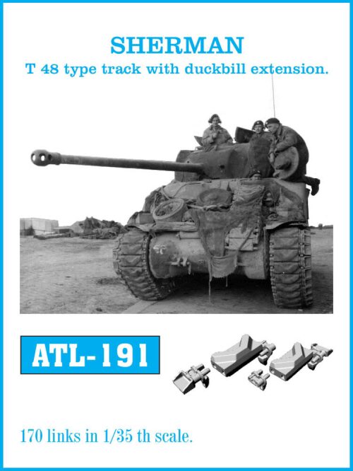 Friulmodel ATL-191 Metallketten für SHERMAN T-48 type track with duckbill extension.