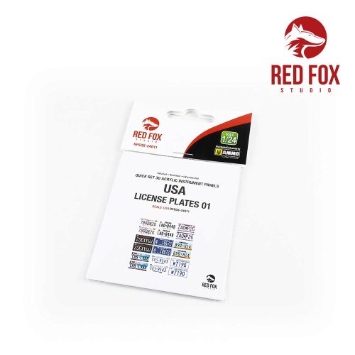 Red Fox Studio RFSQS-24011 1/24 USA License plates  vol.01
