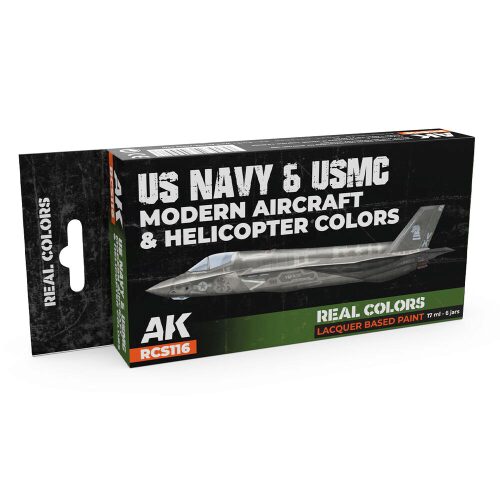 AK Interactive RCS116 Real Colors US Navy&USMC Modern Aircraft&Helicopter Colors SET