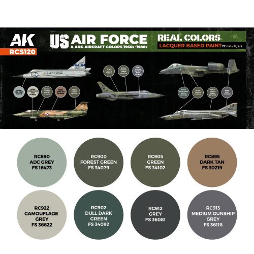 AK Interactive RCS120 Real Colors US Air Force & ANG Aircraft Colors 1960s-1980s SET