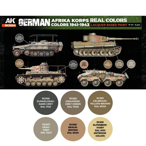 AK Interactive RCS124 Real Colors German Afrika Korps Colors 1941-1943 SET