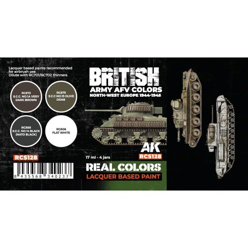 AK Interactive RCS128 Real Colors British Army AFV Colors. North-West Europe 1944-1945 SET