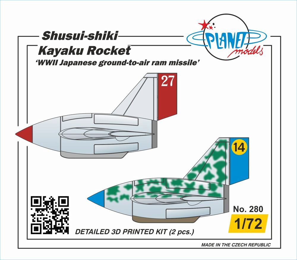 Planet Models 129-PLT280 Shusui-shiki Kayaku Rocket ‘WWII Japanese ground-to-air ram missile’ 2 pcs 1/72