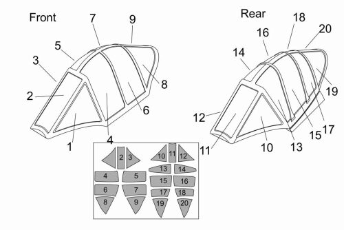 Brengun BRL48130 Ohka MXY7-K1 KAI two seats Canopy mask (Brengun kit)