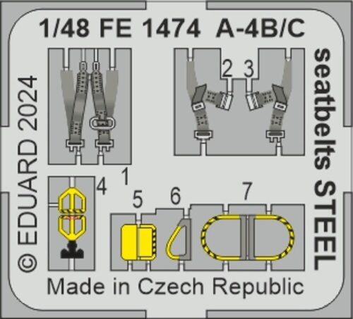 Eduard Accessories FE1474 A-4B/C seatbelts STEEL