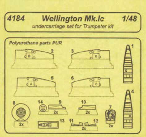 CMK 4184 Wellington Mk.Ic Undercarriage Set Resin Detail Set für Trumpeter-Bausatz