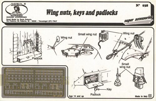 Royal Model RM038 Wing nuts, keys and padlock