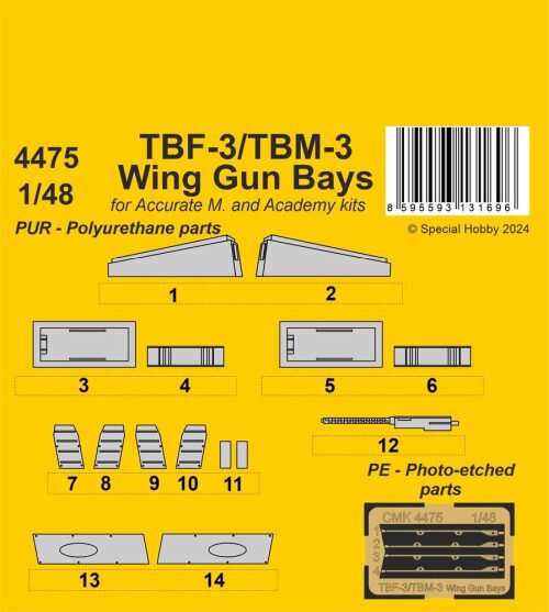 CMK 129-4475 TBF-3/TBM-3 Wing Gun Bays 1/48 / for Accurate/Academy kits