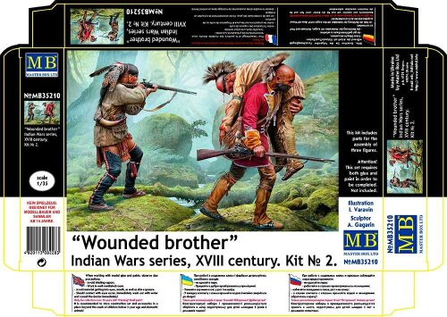 Master Box Ltd. 35210 Wounded brother. Indian Wars series, XVIII century. Kit No. 2