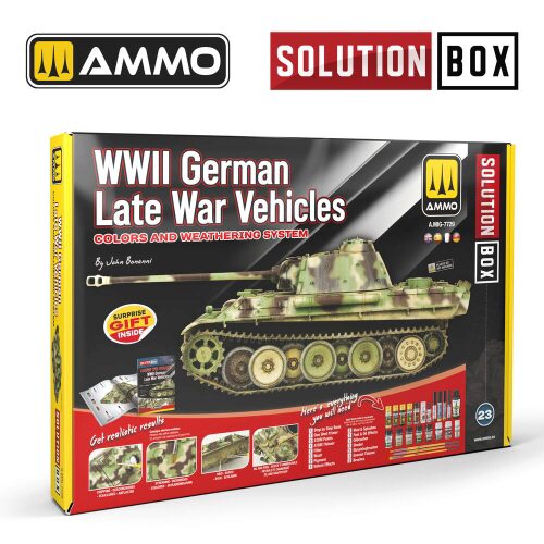 Ammo AMIG7729 SOLUTION BOX 23 -WWII German Late War Vehicles. Colors and Weathering System