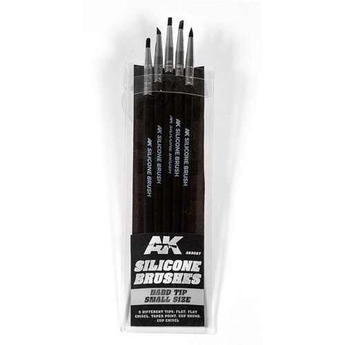 AK Interactive AK9087 SET 5 PINCELES DE SILICONA DUREZA DURA. TAMAÑO PEQUEÑO / SET OF 5 SILICONE BRUSHES HARD TIP SMALL