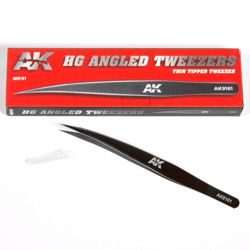 AK Interactive AK9161 HG ANGLED TWEEZERS 01 (THIN TIPPED)